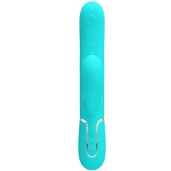 Vibrator rabbit multifuncțional 3 în 1 din ABS și silicon, verde aqua
