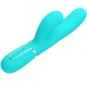 Vibrator rabbit multifuncțional 3 în 1 din ABS și silicon, verde aqua