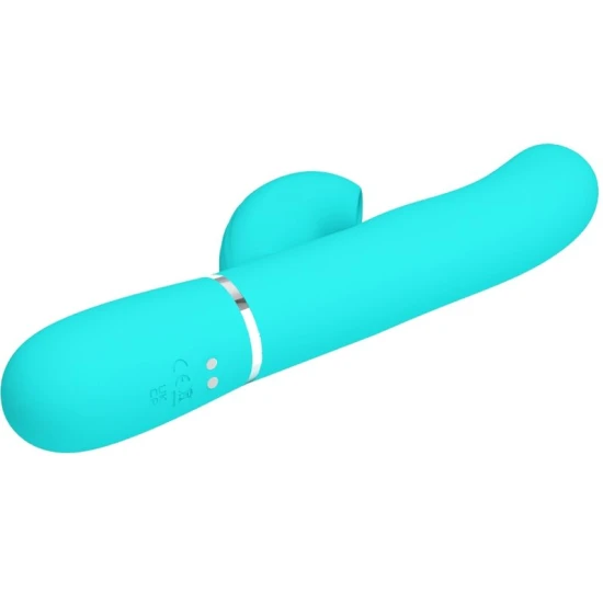 Vibrator rabbit multifuncțional 3 în 1 din ABS și silicon, verde aqua