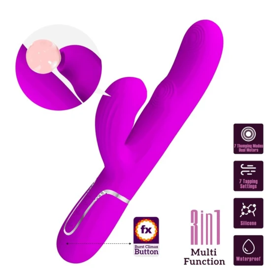 Vibrator G-Spot 3 în 1 din ABS și silicon, violet