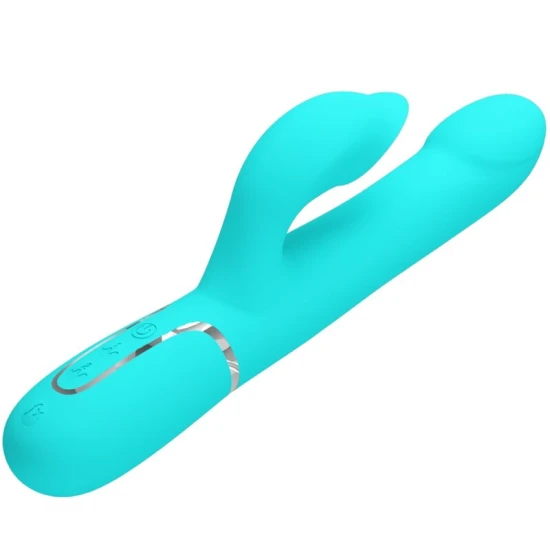 Vibrator Rabbit din ABS și silicon, verde aqua