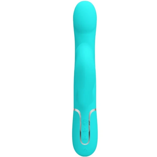 Vibrator Rabbit din ABS și silicon, verde aqua
