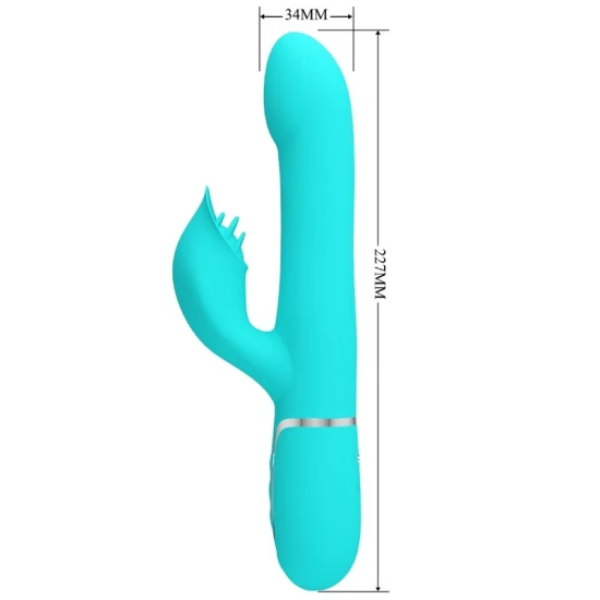 Vibrator Rabbit din ABS și silicon, verde aqua
