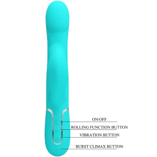 Vibrator Rabbit din ABS și silicon, verde aqua