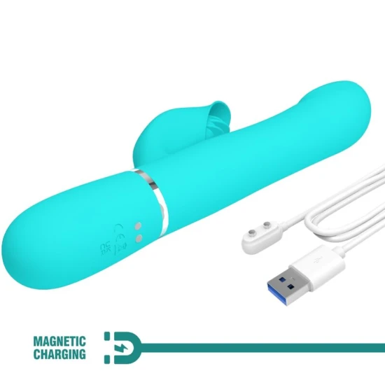 Vibrator Rabbit din ABS și silicon, verde aqua