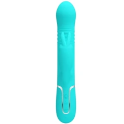 Vibrator Rabbit cu perle din ABS și silicon, verde aqua