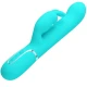 Vibrator Rabbit cu perle din ABS și silicon, verde aqua