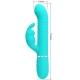 Vibrator Rabbit cu perle din ABS și silicon, verde aqua