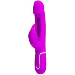 Vibrator iepuraș 3 în 1 din ABS și silicon, fuchsia