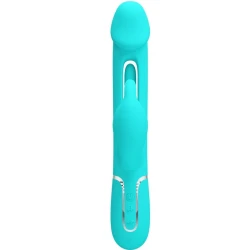 Vibrator rabbit 3 în 1 din ABS și silicon, verde aqua