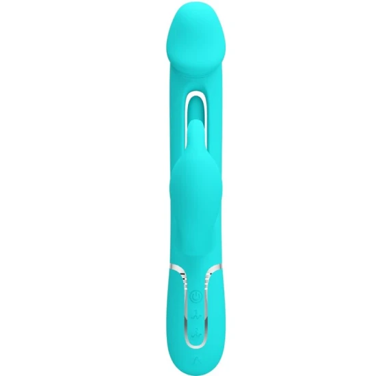 Vibrator rabbit 3 în 1 din ABS și silicon, verde aqua