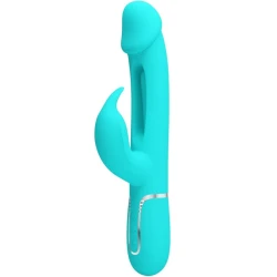Vibrator rabbit 3 în 1 din ABS și silicon, verde aqua