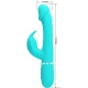 Vibrator rabbit 3 în 1 din ABS și silicon, verde aqua