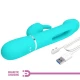 Vibrator rabbit 3 în 1 din ABS și silicon, verde aqua