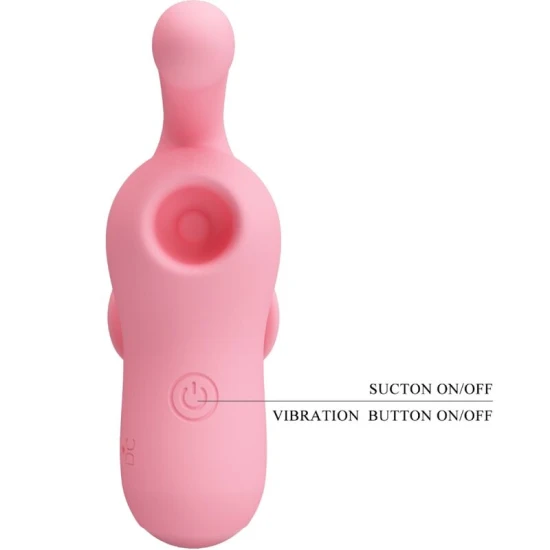 Vibrator și suctor mini din silicon ABS, roz