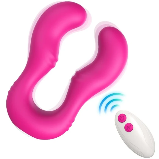 Vibrator Seraph cu telecomandă dublă, fucsia, din silicon medical și ABS