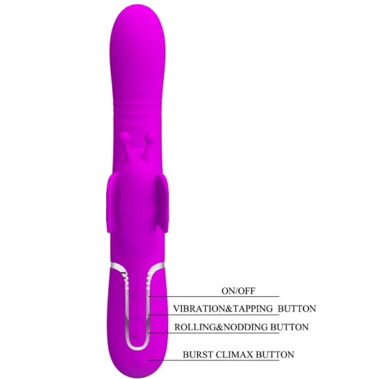 Vibrator iepuraș multifuncțional 4 în 1 din ABS silicon, fuchsia