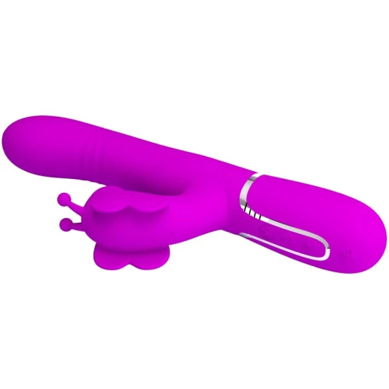 Vibrator iepuraș multifuncțional 4 în 1 din ABS silicon, fuchsia