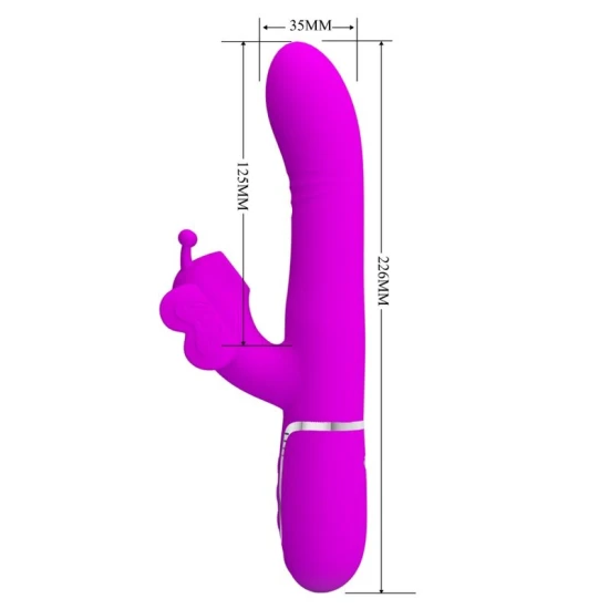 Vibrator iepuraș multifuncțional 4 în 1 din ABS silicon, fuchsia