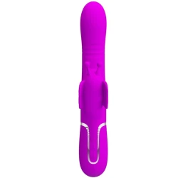Vibrator iepuraș multifuncțional 4 în 1 din ABS silicon, fuchsia