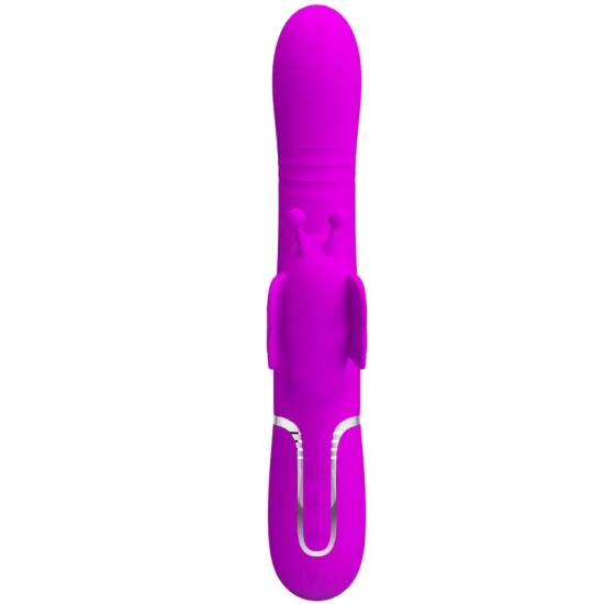 Vibrator iepuraș multifuncțional 4 în 1 din ABS silicon, fuchsia