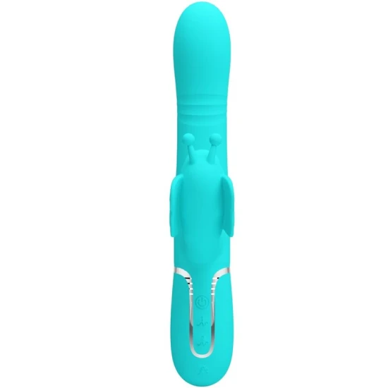 Vibrator Iepuraș Multifuncțional 4 în 1 din ABS Silicon, Verde Aqua