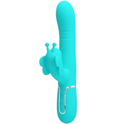 Vibrator Iepuraș Multifuncțional 4 în 1 din ABS Silicon, Verde Aqua