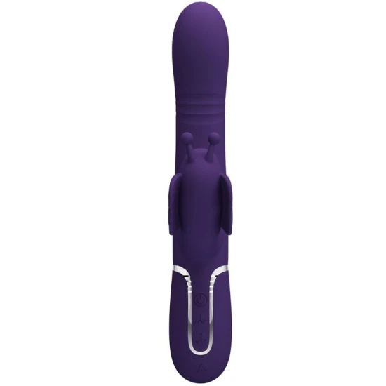 Vibrator Rabbit multifuncțional 4 în 1 din ABS silicon, mov