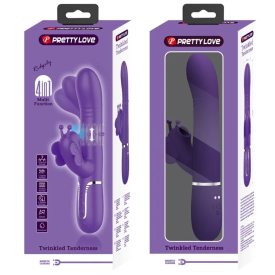 Vibrator Rabbit multifuncțional 4 în 1 din ABS silicon, mov