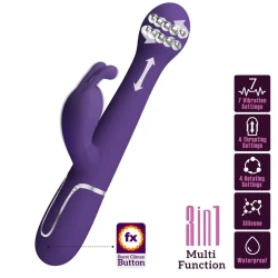 Vibrator Rabbit 3 în 1 din ABS și silicon, mov