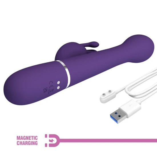 Vibrator Rabbit 3 în 1 din ABS și silicon, mov