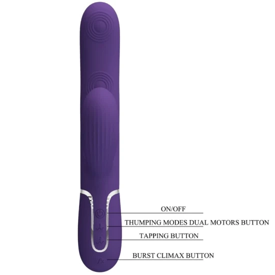 Vibrator Rabbit G-Spot 3 în 1 din ABS și silicon, mov