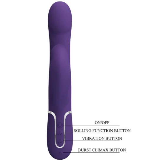 Vibrator Rabbit 4 în 1 din ABS și silicon, mov