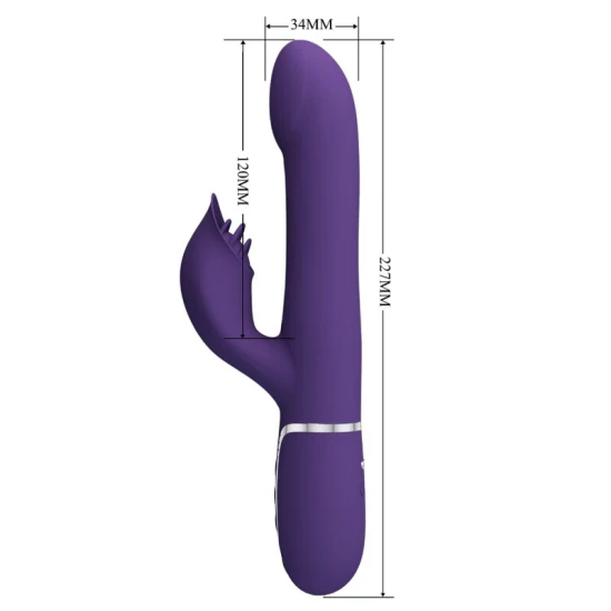 Vibrator Rabbit 4 în 1 din ABS și silicon, mov