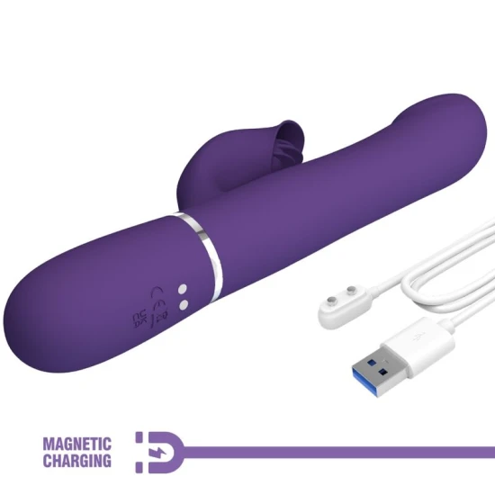 Vibrator Rabbit 4 în 1 din ABS și silicon, mov