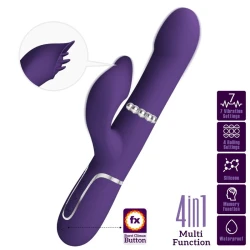Vibrator Rabbit 4 în 1 din ABS și silicon, mov