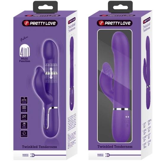 Vibrator Rabbit 4 în 1 din ABS și silicon, mov