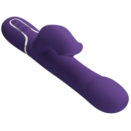 Vibrator Rabbit 4 în 1 din ABS și silicon, mov