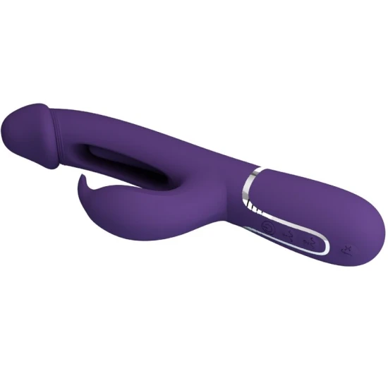 Vibrator Rabbit 3 în 1 din ABS și silicon, violet