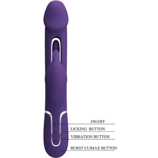 Vibrator Rabbit 3 în 1 din ABS și silicon, violet