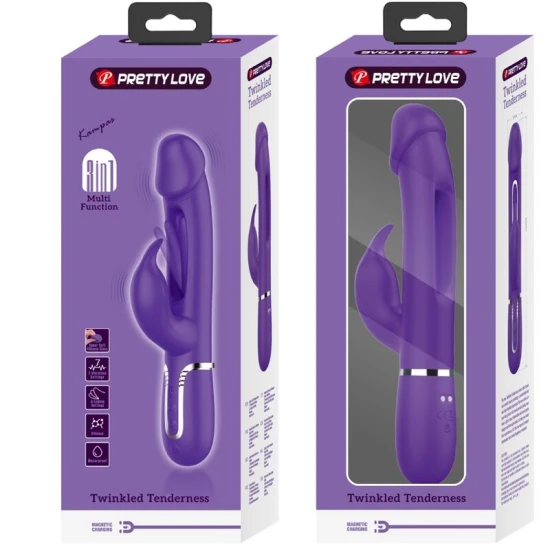 Vibrator Rabbit 3 în 1 din ABS și silicon, violet
