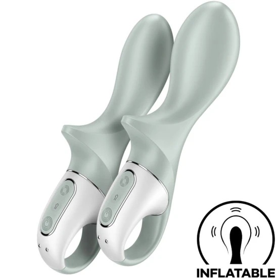 Vibrator anal gonflabil cu pompă de aer, gri-verde