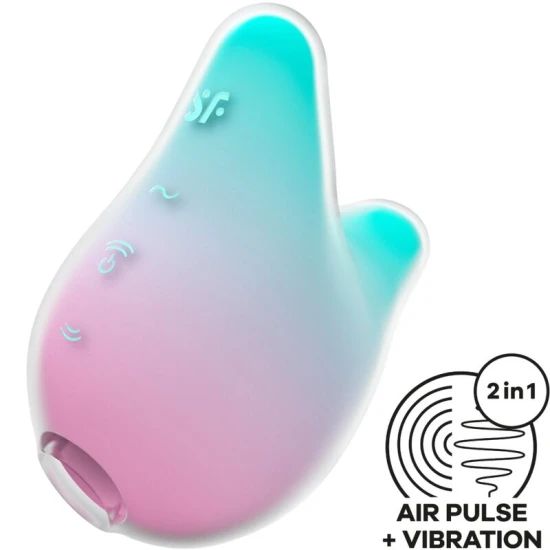 Stimulator și vibrator Mermaid Vibes din silicon, mint și roz
