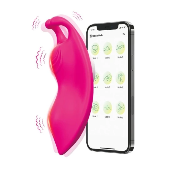 Chilot vibrator pentru punctul G, fuchsia, silicon medical & ABS, control prin APP, set cu clip magnetic, Free App