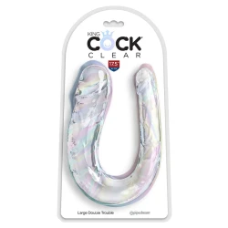 Dildo dublu transparent din TPE, 44 cm