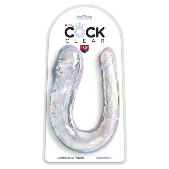 Dildo dublu transparent din TPE, 44 cm