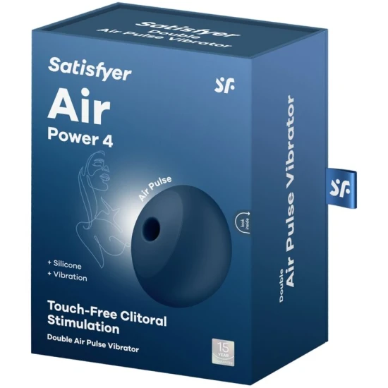 Stimulator și vibrator Air Power 4 din silicon, albastru