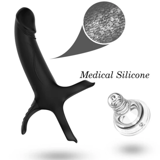 Inel penis cu vibrator din silicon medical, negru, universal