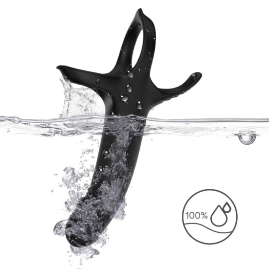 Inel penis cu vibrator din silicon medical, negru, universal