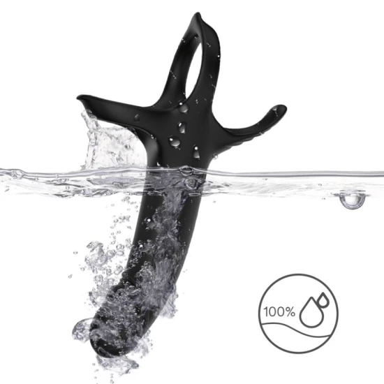 Inel penis cu vibrator din silicon medical, negru, universal